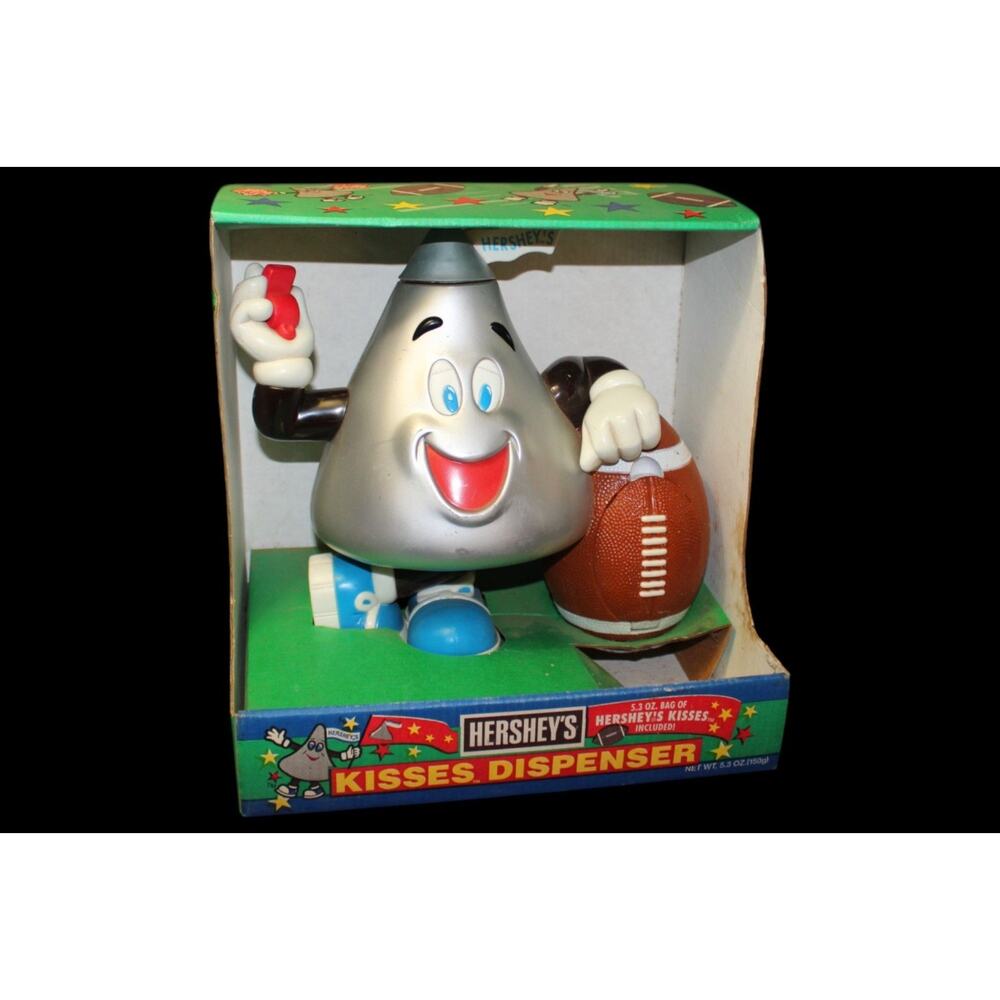 1999 Hershey’s Kisses Football Themed Collectible Plastic Candy Dispenser NIB